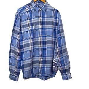 Polo Ralph Lauren Men Long Sleeve Button Up Linen Shirt Sz L Classic Preppy